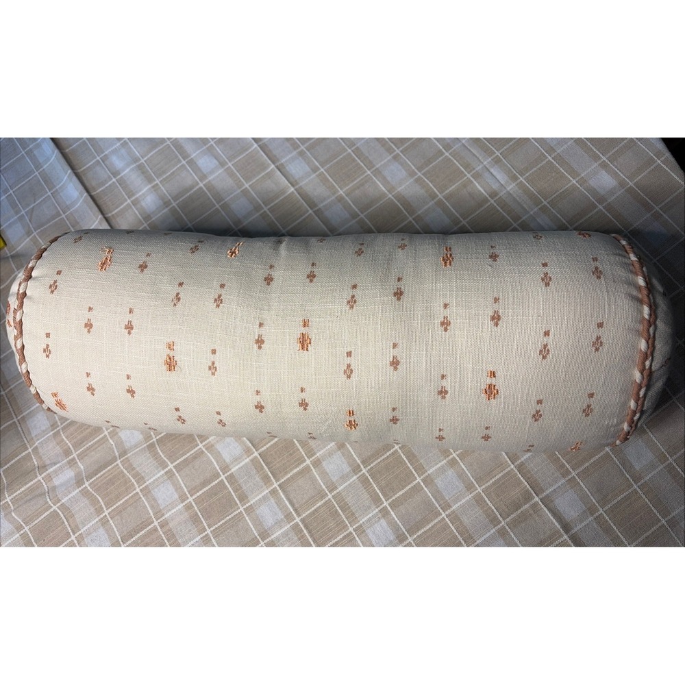 Threshold Studio McGee Cream Peach Geo Pattern Cotton Bolster Pillow - NEW